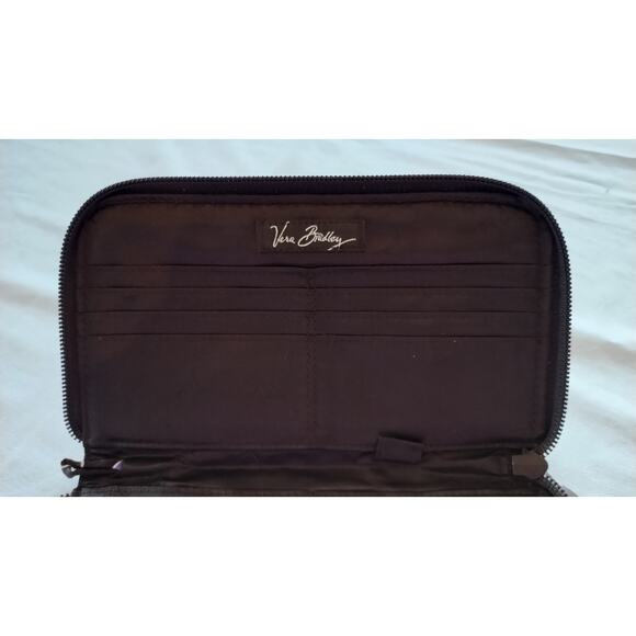 Vera Bradley Wallet Quilted Foral Pink Brown Zip Around Billfold - Picture 5 of 9